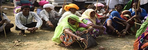 A woman farmer during November 2018's march by farmers in Delhi. Credit:  Adithyan P C