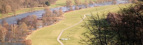 Bank filtration system along the Ruhr river in Hattingen, Germany. In this method, surface water is infiltrated into groundwater by extraction near a waterbody        
