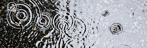 What happens when a raindrop hits a puddle?
