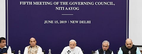 Prime Minister Naredra Modi addresses the Niti Aayog Governing Council meeting on June 15, 2019. Photo: Twitter/Niti Aayog
