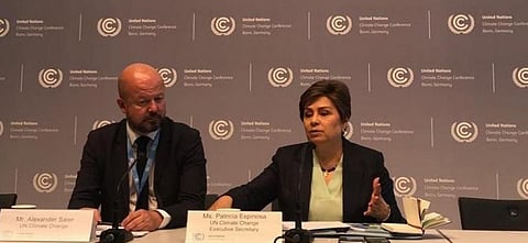 Patricia Espinosa speaks at the United Nations Framework Convention on Climate Change in Bonn, Germany. Photo: Twitter/UN Climate Change