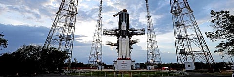 GSLV MkIII-M1/Chandryaan 2 vehicle night view at the Second Launch Pad. Photo: ISRO