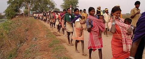 Baiga adivasis on a protest walk. Photo: Wikimedia Commons