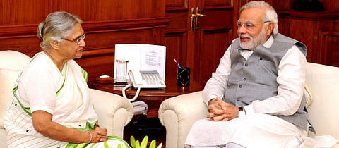 Sheila Dikshit, then Kerala Governor, meeting with Prime Minister Narendra Modi. Photo: Wikimedia Commons