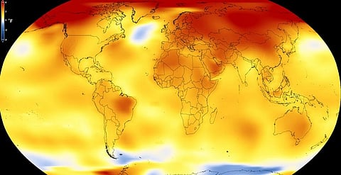 Average global temperature from 2013 to 2017, as compared to 1951–1980 baseline. NASA’s Scientific Visualization Studio