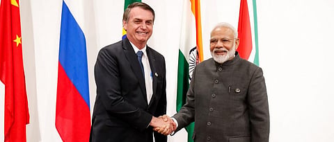 President Jair Bolsonaro with Prime Minister Narendra Modi. In 2017, Brazil was the third-biggest seller of beans to India. Photo: Wikimedia Commons