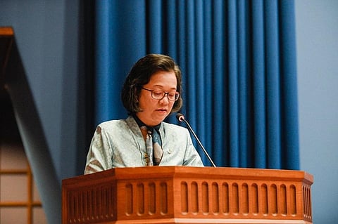 Ibu Armida Alisjahbana, executive secretary of the United Nations Economic and Social Commission for Asia and the Pacific (UNESCAP), speaking at the Asia-Pacific Climate Week in Bangkok. Photo: Twitter: @UNESCAP