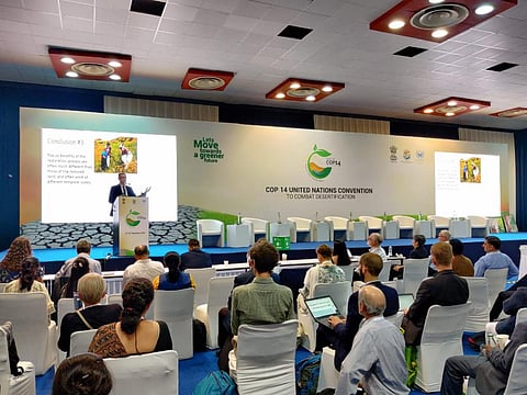 The 14th Conference of Parties (COP) of the United Nations Convention to Combat Desertification (UNCCD) is being held in Greater Noida. Photo: UNCCDCOP14INDIA/Twitter