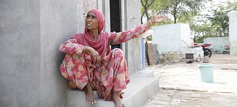 Bimla Surjwan of Nidana village in Haryana's Jind district got her twin pit toilet made three months ago by taking loans from a private moneylender. She is yet to avail the Rs 12,000 subsidy under Swachh Bharat Mission. Photo: Srikant Chaudhary