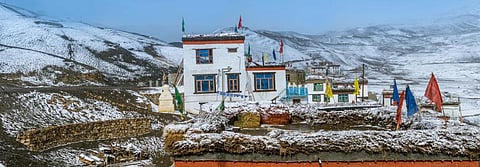 Snow-covered Langza village in Spiti. Photo: Getty Images