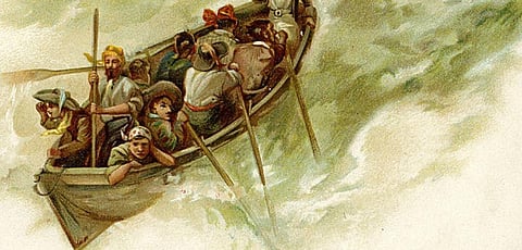 Nearly lost at sea, Robinson Crusoe lands on an island only to reckon with isolation, solitude and his own life. Culture Club/Hulton Archive via Getty Images
