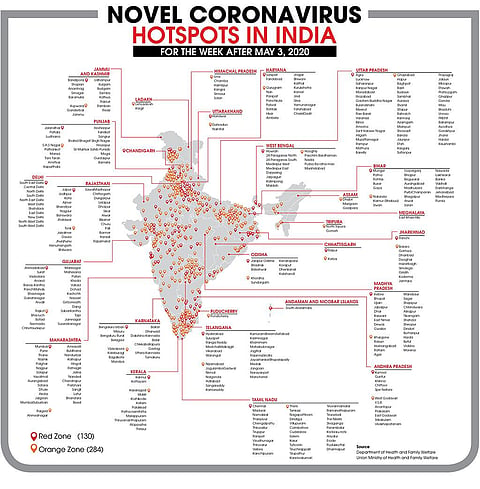 Novel coronavirus hotspots in India for week after May 3