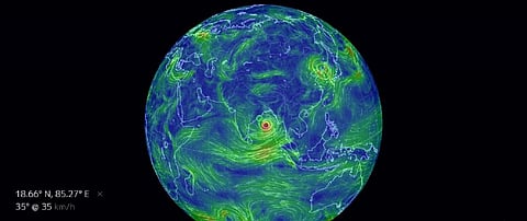 The likely status of cyclone Amphan on May 18, as predicted by National Centers for Environmental Prediction and Global Forecasting System of the United States on May 14, 2020. 