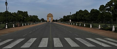 A deserted view of Rajpath during the lockdown. Photo: Vikas Choudhary / CSE