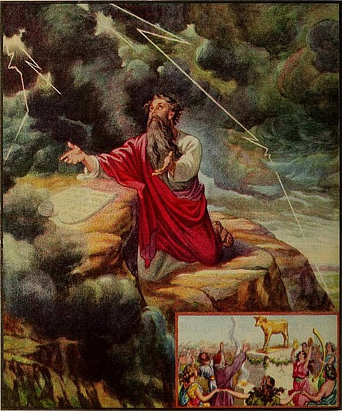 In the Biblical tale, Moses, warns the Pharaoh (ruler) of Egypt that his kingdom would be ravaged by plagues if he refused to obey God's command.   Please note that the image pertains to an episode called "The ten commandments and the golden calf" in the Bible Primer, Old Testament, (1919) and has been used for representative purposes only. (Image credit: Wikimedia Commons) 