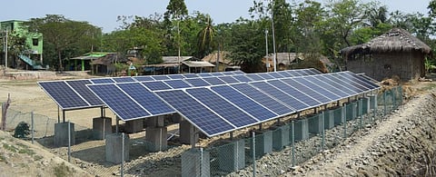 Solar micro-grid at Satjelia, Sundarbans. These micro-grids have lit up a part of the island that has been facing power cuts since Cyclone Amphan.