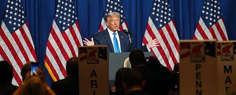 Republican President Donald Trump and his deputy Mike Pence campaign for an ethnic nationalist identity. Photo: The Conversation / EFE-EPA / Jessica Koscielniak / pool