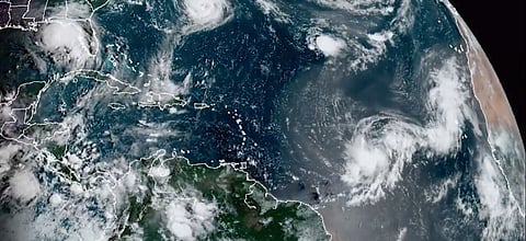 Five tropical storm systems were brewing in the Atlantic ocean at the same time for only the second time on record on September 14. Photo: National Oceanic and Atmospheric Administration
