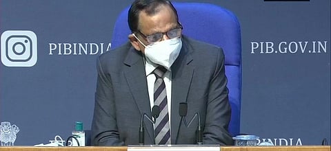 VK Paul, chairman of National Expert Group on Vaccine Administration for COVID-19 (NEGVAC), addressing media