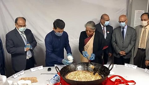 Finance Minister Nirmala Sitharaman at the Halwa ceremony ahead of the Budget