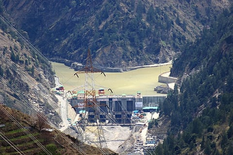 Dam site of Karcham Wangtoo Hydro Project at Karcham, Kinnaur.
Most of Himachal’s hydropower projects in operation or under construction fall in areas highly vulnerable areas. Photo: Wikimedia Commons