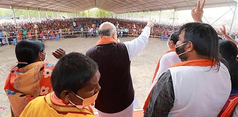 Home Minister Amit Shah campaigns in Ausgram on April 17. Photo: Amit Shah's Twitter Handle
