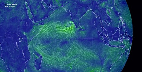 Formation of Cyclone Tauktae May 14 morning. Image: Earth NullSchool