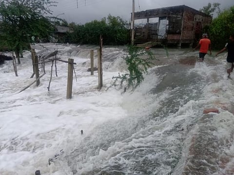Embankments were breached at several points in the Sunderbans, West Bengal. 
Photo: Jayanta Basu