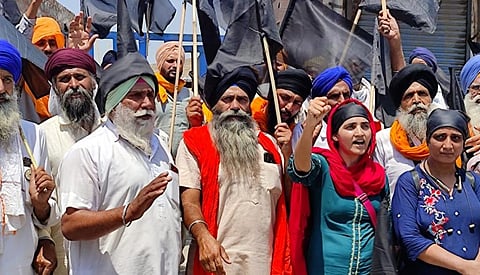 Farmers at Singhu observed a Black Day May 26 as their protests completed half a year. Photo: Samyukt Kisan Morcha