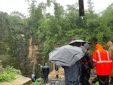 Rains hampered rescue operations at a coal mine in East Jaintia Hills where five workers have been trapped since May 30. Photo: By special arrangement 