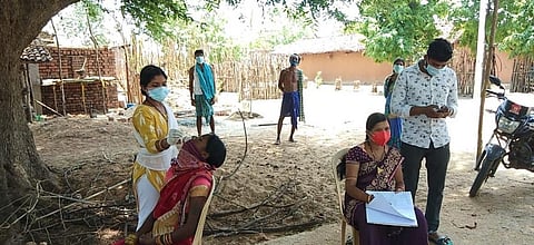 A COVID-19 testing camp at Michhapali GP, Nuapada. Photo: @DM_Nuapada / Twitter