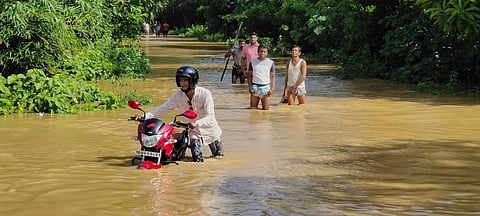 A flooded village in the Bari block of Odisha's Jajpur district. Photo: Ashis Senapati