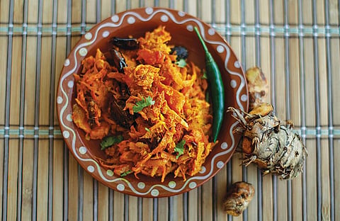 Haldi ki subzi is cooked in Rajasthan in winters and valued for its tonic and restorative properties (Photograph: Vikas Coudhary)
