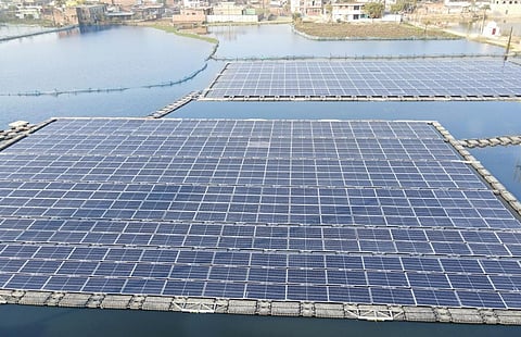 The floating solar power plant in Darbhanga, Bihar. Photo: Mohd Imran Khan