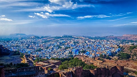The distinct blue colour of Jodhpur's houses, painted to keep them cool, is now giving way to tile cladding due to availability of water. Photo: iStock