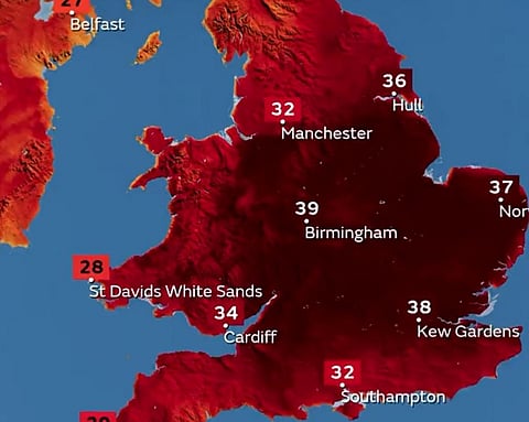 A screengrab of the UK released by the Met Office