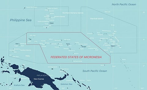 A map by iStock showing the location of Micronesia