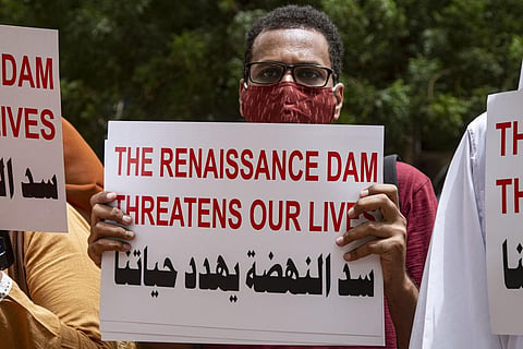 Sudanese demonstrators protest against the construction of the Hidase Dam. Mahmoud Hjaj/Anadolu Agency via Getty Images