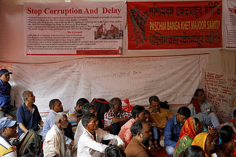 MGNREGA workers had gathered  in Delhi August 2 over delayed wages, insufficient funds for the employment programme and corruption. Photo: Vikas Choudhary 