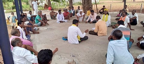 Represantatives of 18 villages of Gariaband, Chhattisgarh at a gathering before the road blockade on June 20, 2022. Source: Protestor who didn't wish to be named