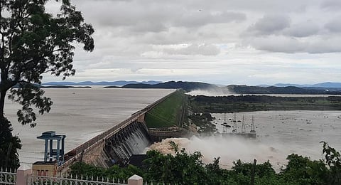 The overflowing Hirakud reservoir on the Mahanadi in Odisha last month. Photo: Ashis Senapati