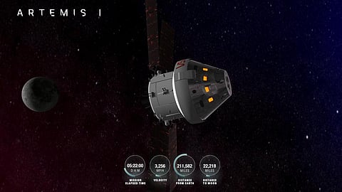 On Day 5 of the Artemis mission, Orion was over 340,000 kilometres from Earth. Photo: NASA