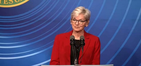 US Secretary for the Department of Energy Jennifer Granholm makes the announcement on the nuclear fusion breakthrough 