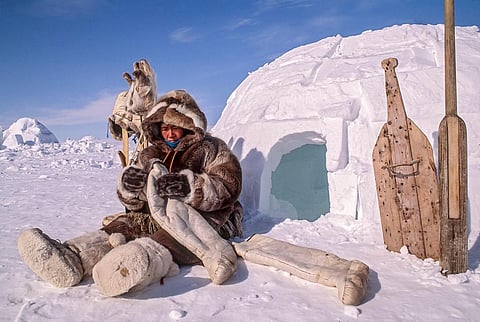 Humans have used technology to adapt to the cold. Yvette Cardozo / Alamy Stock Photo