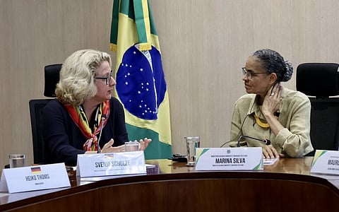 Svenja Schulze, Germany’s Economic Cooperation and Development Minister in discussion with Marina Silva, Brazil’s Minister for the Environment and Climate Protection. Photo: @SvenjaSchulze68 / Twitter 