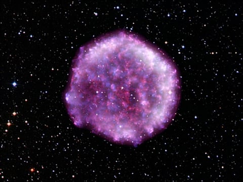 The blast from the supernova named Tycho released as much energy as the Sun would emit over ten billion years. Photo: NASA/ASI/MSFC/INAF/R. Ferrazzoli, et al
