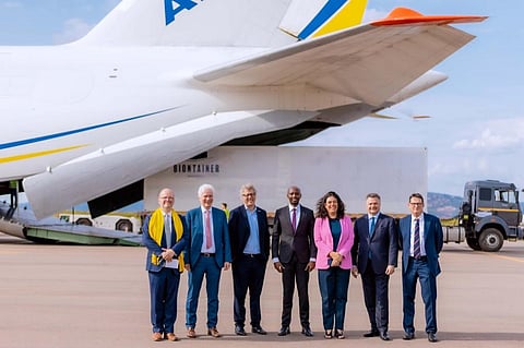 Rwanda received six containers of mRNA factories called Biontainers on March 13, 2023. Photo: @PaulKagame / Twitter