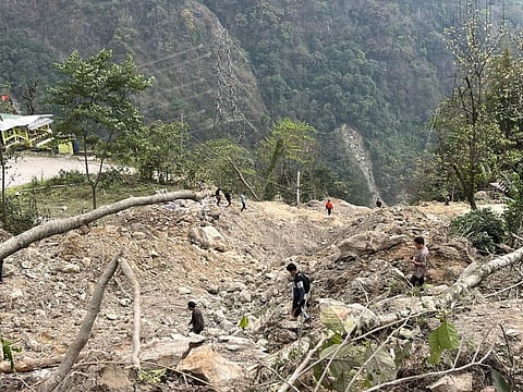 The landslide site. Photo: Dichen Ongmu
