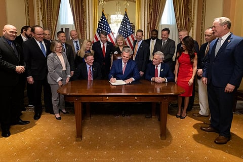 The United States Senate on March 29, 2023 voted 68-23 to pass a Republican Party-led resolution ending the COVID national emergency. @SpeakerMcCarthy / Twitter