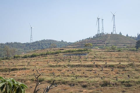 Energy major Suzlon has set up windmills on leased tribal land in Nallasingha village of Attappady block of Kerala. A high-level government committee has asked the land to be returned to the tribal people. Photo: Jeff Joseph